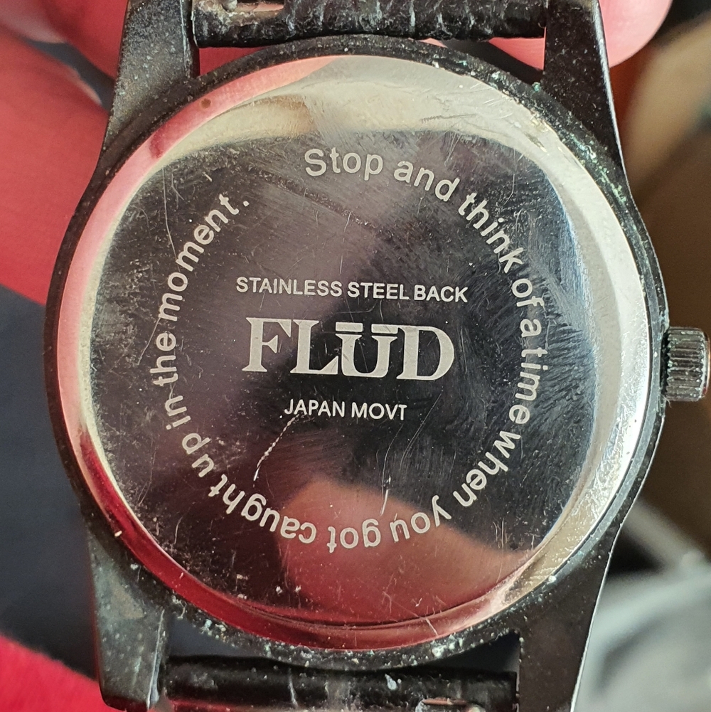 10/$20 Flud Black/Gray Leather Men's Watch - Picture 5 of 5